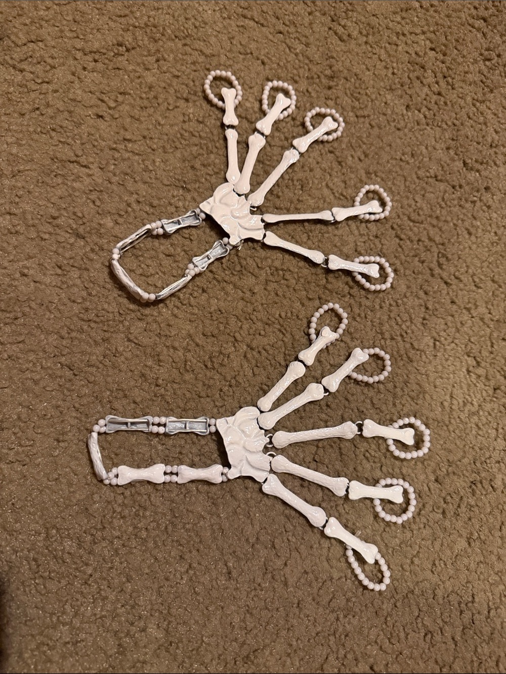 White Beaded Hand Harness Pair